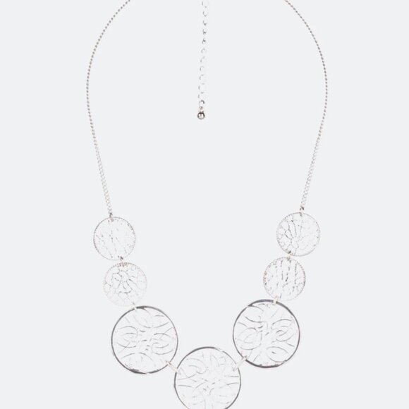 Bancroft Ivy Metal Statement Necklace with Silver Filigree, 16 inch, Like New - Picture 7 of 8